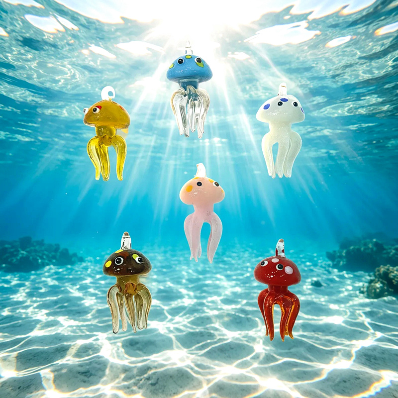 Colorful Mini Jellyfish Glass  - Aquarium Marine Color review and price